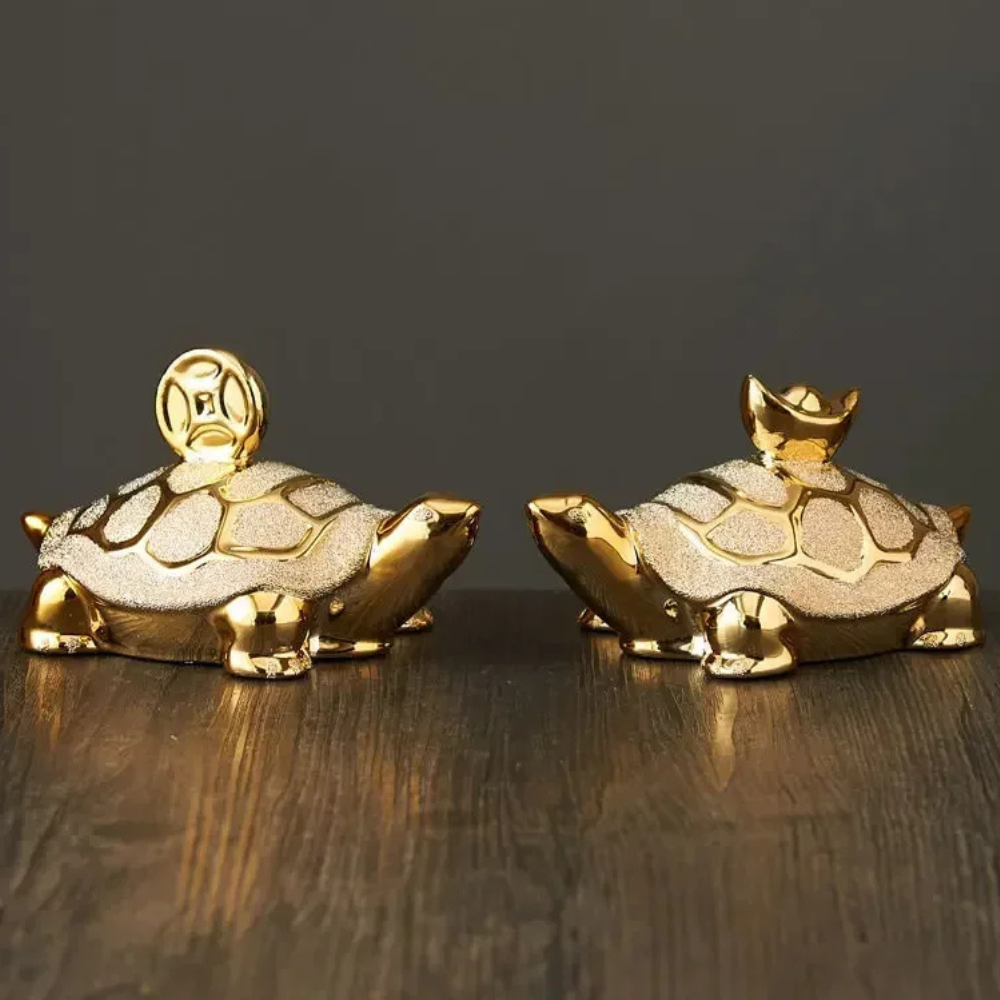 Gold Ceramic Turtle Ornament - Feng Shui