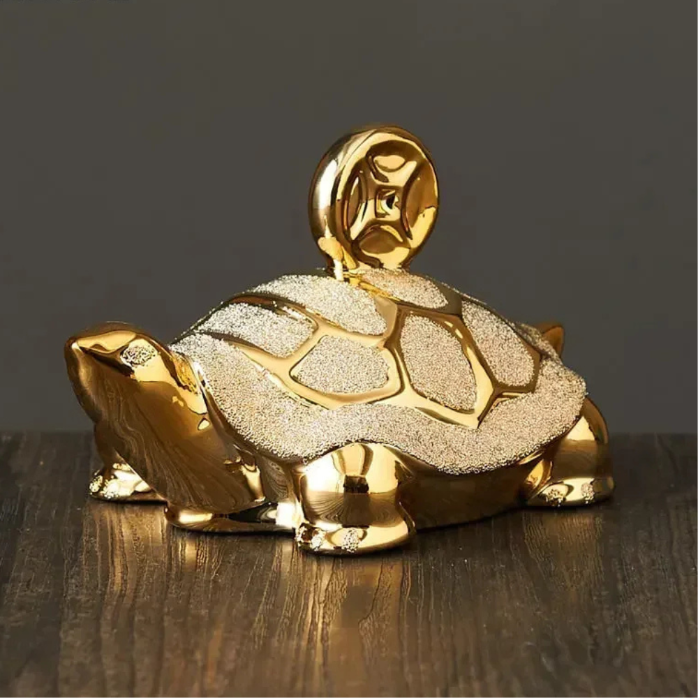 Gold Ceramic Turtle Ornament - Feng Shui