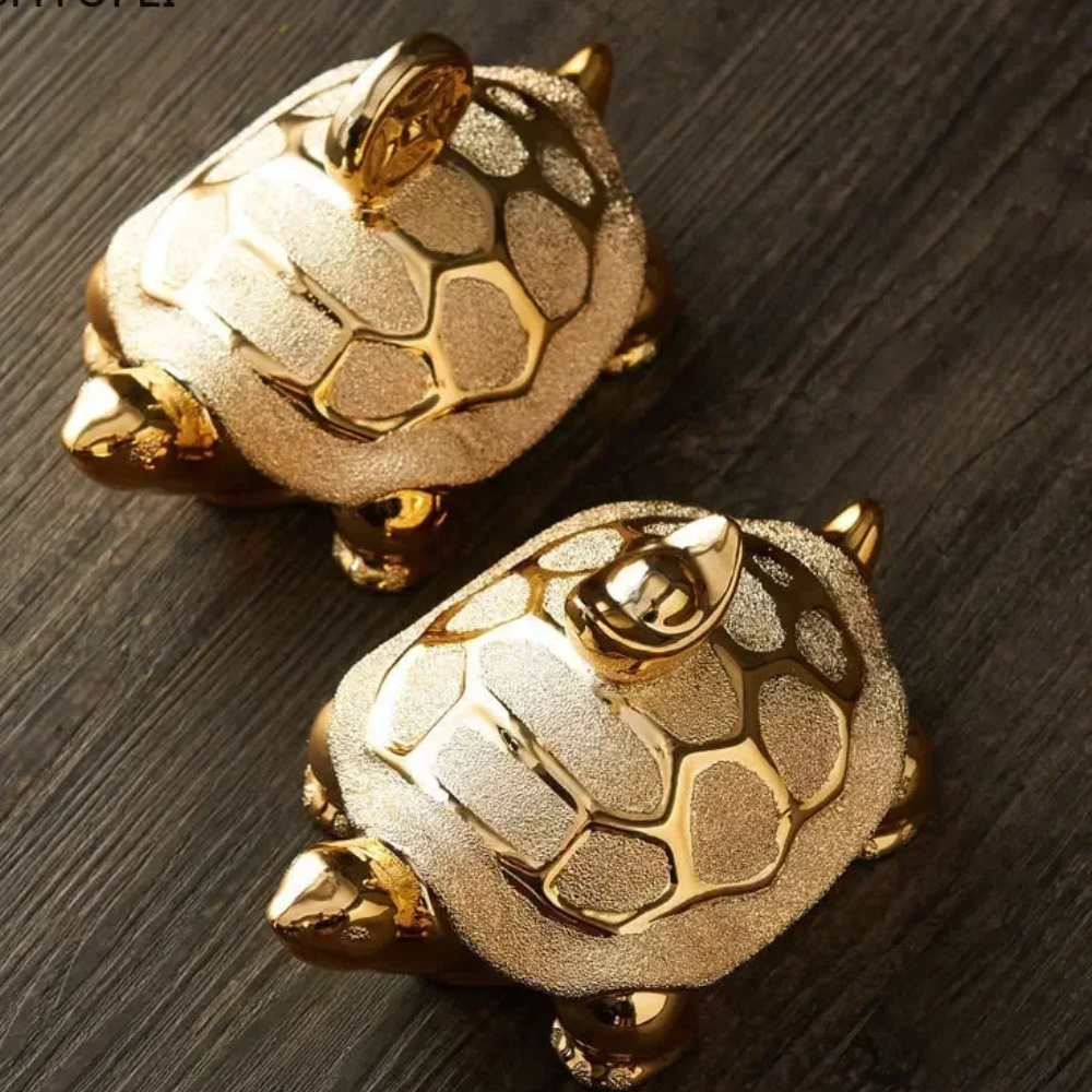 Gold Ceramic Turtle Ornament - Feng Shui