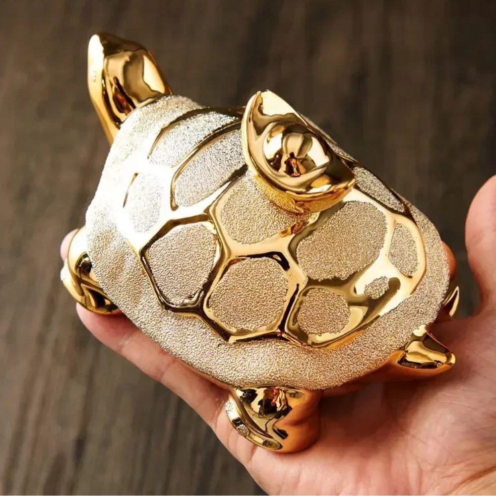 Gold Ceramic Turtle Ornament - Feng Shui