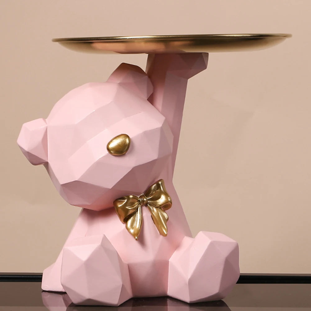 Geometric Bear Resin Tray Statue